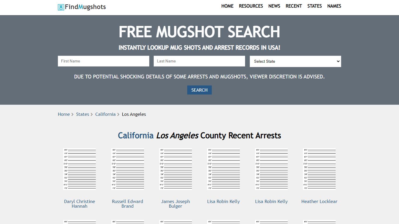 Find Los Angeles California Mugshots - Find Mugshots