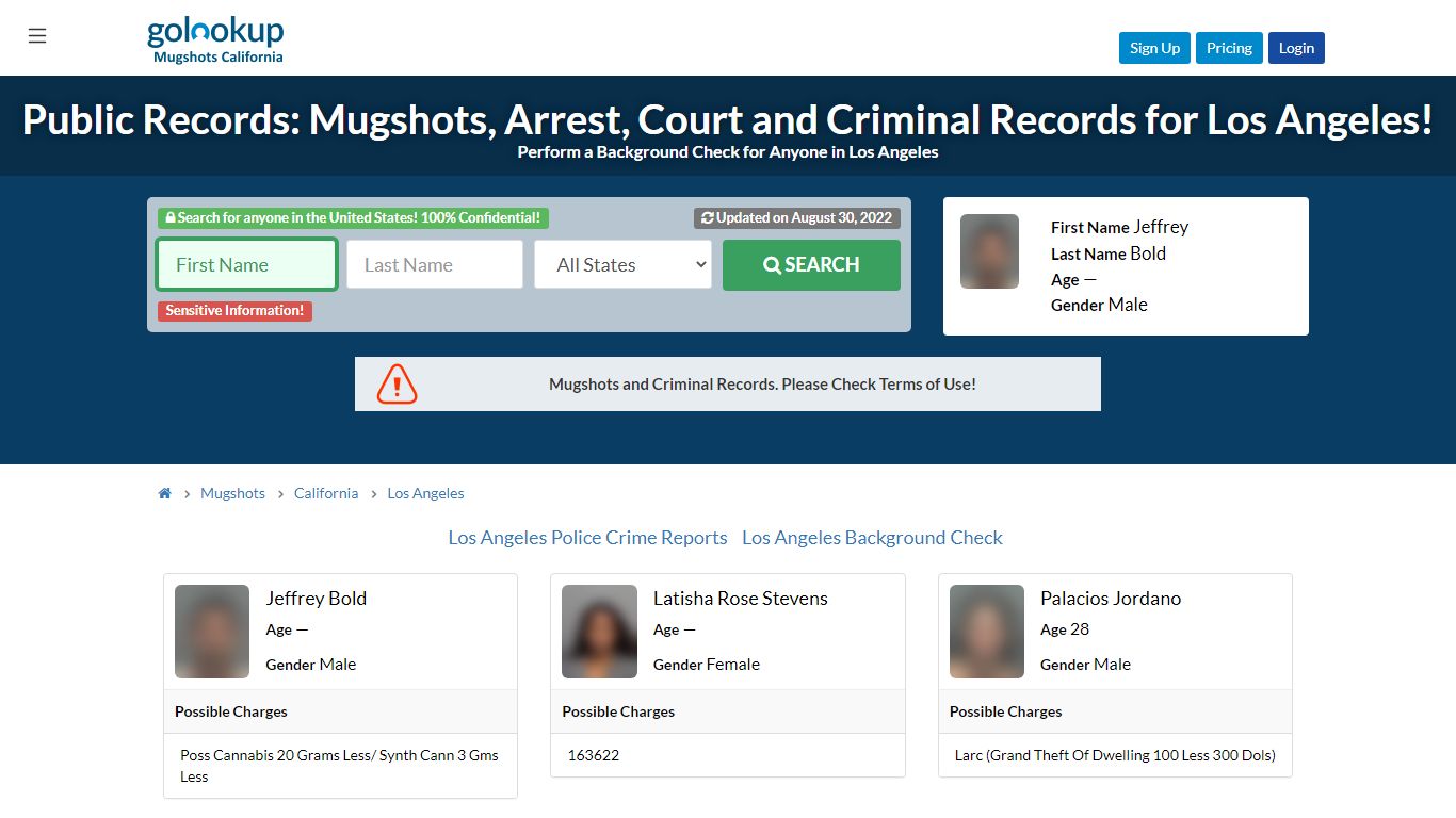 Mugshots Los Angeles, Arrest Records Los Angeles - GoLookUp